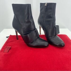 VALENTINO GARAVANI Black Leather Stiletto Ankle Booties Heels
